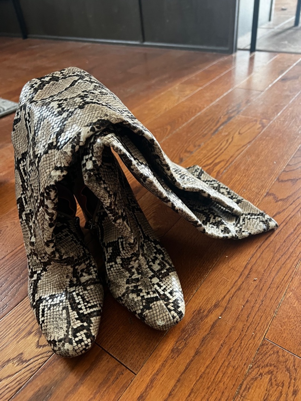 Zara Snake Print Knee-High Boots - Picture 5 of 7